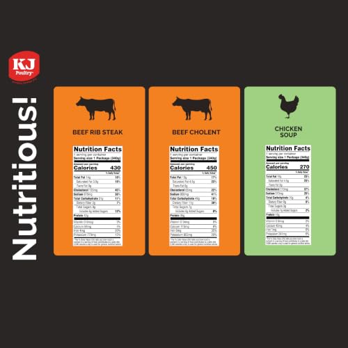 KJ Poultry Kosher Ready Meals - Shabbos Beef Variety (6 Pack) Prepared Entree Fully Cooked
