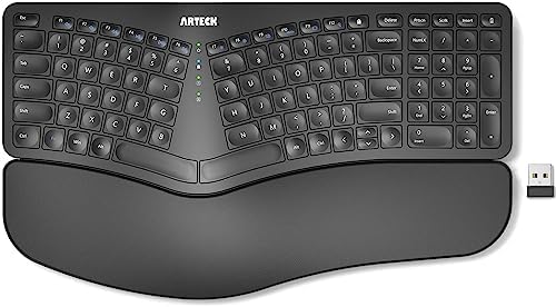 Arteck Split Ergonomic Keyboard with Palm Rest, 2.4G USB Wireless Keyboard