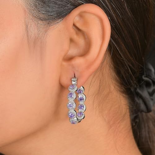 Purple Cubic ZirconiaEarrings in Stainless Steel