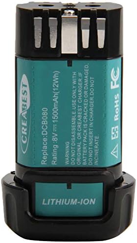 CREABEST 1500mAh 8V MAX Replacement Battery Fits DEWALT DCB080 DW4390 | Compatible with DCB080 DCF680N1 DW4390 DCF680N2 DCF680G2 DCF680N1 DW4390