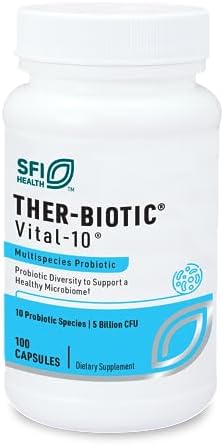 Klaire Labs SFI Health Ther-Biotic Vital 10, 100 Capsules | Support Gut Health, A Balanced Microbiome & Immune Function, Multistrain Probiotic with Lactobacillus, Bifidobacterium & More
