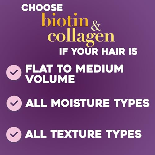 OGX Thick & Full + Biotin & Collagen Volumizing Shampoo, Nutrient-Infused Hair Shampoo with Vitamin B7 Biotin Gives Hair Volume & Body for 72+ Hours, Sulfate-Free Surfactants, 13 fl. oz