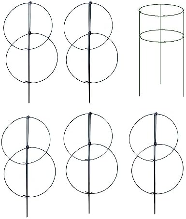 MTB Supply 5 Pack 36" x 18" Peony Double Ring Plant Support,Plant Support Stakes for Tomatoes Peony Lily Rose Plant Support Rings Peony Cages for Outdoor Plants Flowers Vegetables