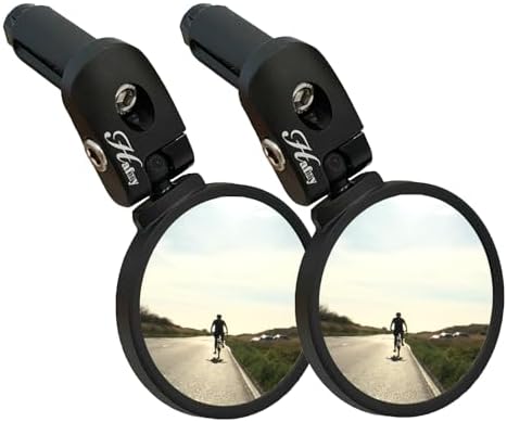 Hafny Bike Mirror, Bike Bar End Mirror, Unbreakable Stainless Steel Lens, Safe Adjustable Rearview Mirror, Cycle, E-bike, HF-MR083/HF-M851-FR03 (Black 62mm Dia)