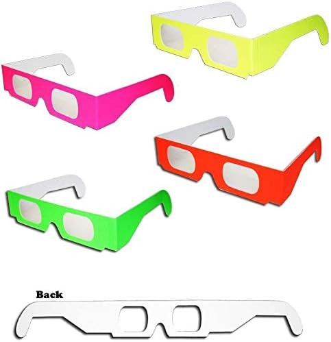 100 PAIRS 3D GLASS Rainbow Diffraction 3D Fireworks Glasses Neon Multi-Starbursts for Fireworks Displays/Holiday Lights/Club/Concert Lights (100