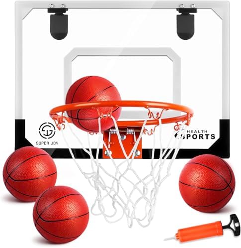 Mini Basketball Hoop Over The Door - Wall Mounted Basketball Hoop Set with Complete Accessories - Basketball Toys Gifts for 6 7 8 9 10 11 12 Year
