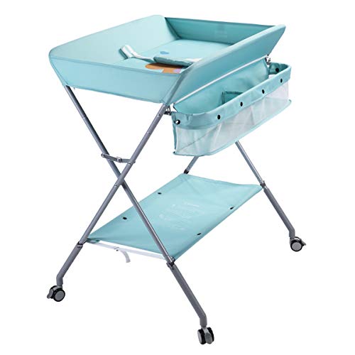 Baby Changing Table Portable Folding Diaper Changing Station with Wheels