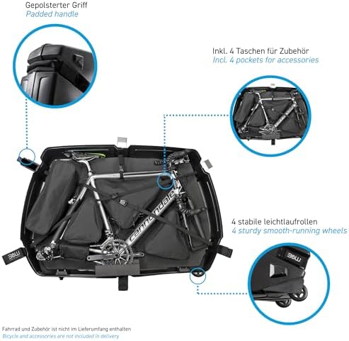 B&W Bike Guard Curv Hard Shell Bike Case - Curv Material 12x Stronger Than ABS - Road, Triathlon, Mountain Bikes up to 29 Inch - 24 lb - TSA Approved