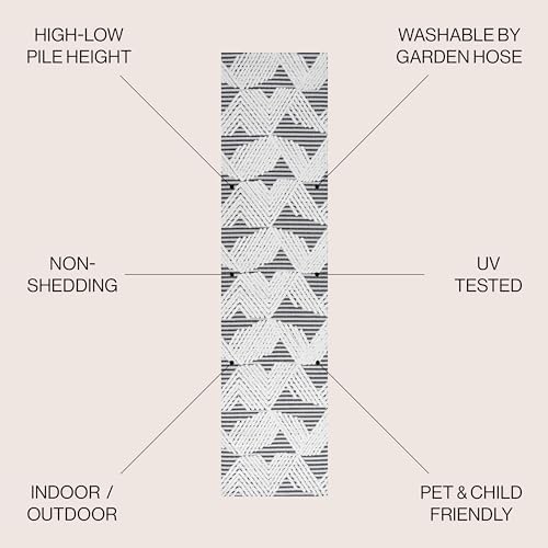 JONATHAN Y Art Deco Geometric Indoor Outdoor Area Rug 3X5 Black/Ivory, Jazz High-Low Pile for Backyard, Patio, Porch, Easy-Cleaning, High Traffic