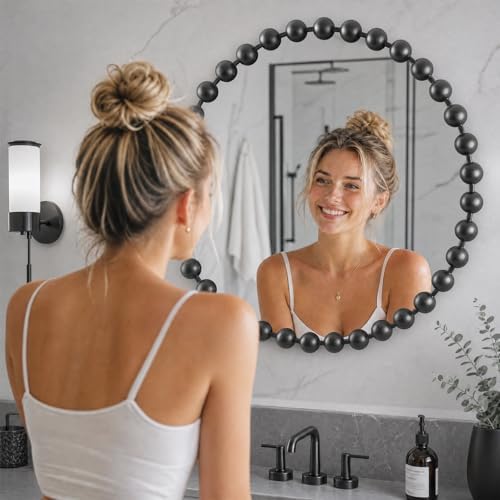 Madison Park Round Mirror, Metal Frame Circle Mirror 27 inch, Wall Art Decor Mounted Hanging for Entryway, Bathroom, hallway, Living Room, Vanity