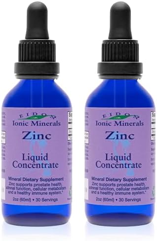 Eidon Ionic Minerals - Liquid Zinc Concentrate, Ionic Zinc Sulfate - 2 oz | Supplement Drops for Men, Women, & Kids, Support Immune System, Hair and Skin, Liver and Kidney Health