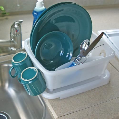 Camco RV Mini Dish Drainer & Tray - Features a Sloped Drain Tray Design, Heavy-Duty Construction - Ideal for Small Spaces, Apartments, Boats