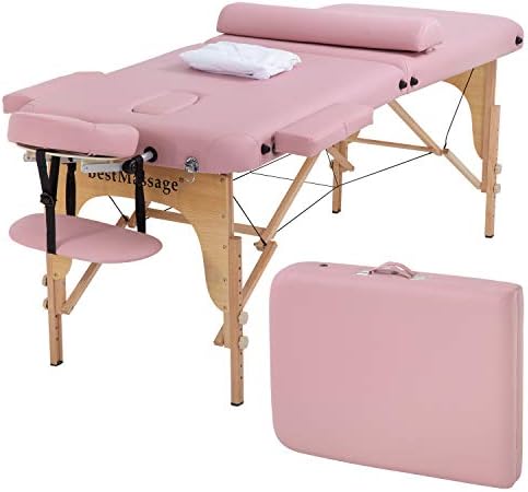 BestMassage Massage Bed Portable Massage Table 28 inch Wide Lash Bed Height Adjustable PU Leather 2 Folding with Oxford Bag for Spa Footmassage Facial CareSpa Tattoo