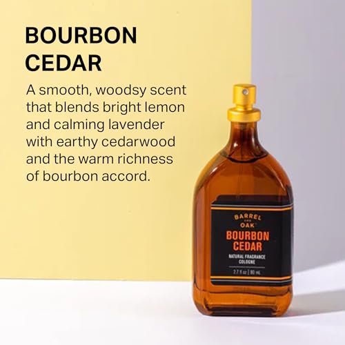 Barrel & Oak Essential Oil Based Cologne for Men, Bourbon Cedar, 2.7 oz | Long-Lasting Men's Cologne, Day & Night Fragrance, Paraben & SLS Free, Gifs forMen