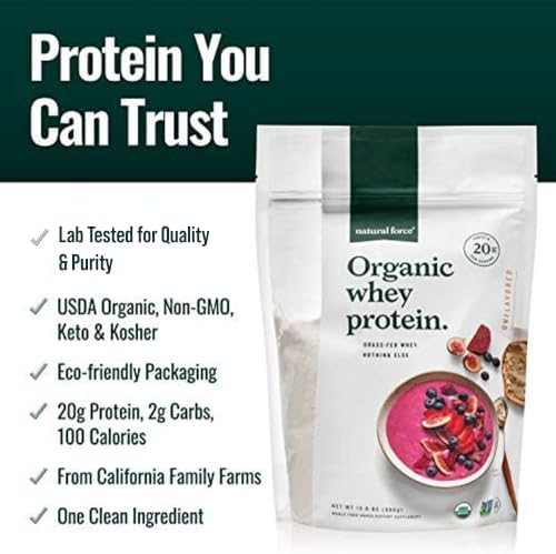 Natural Force Clean, Grass Fed Collagen Peptides + Unflavored Organic Whey Protein Bundle – Organic