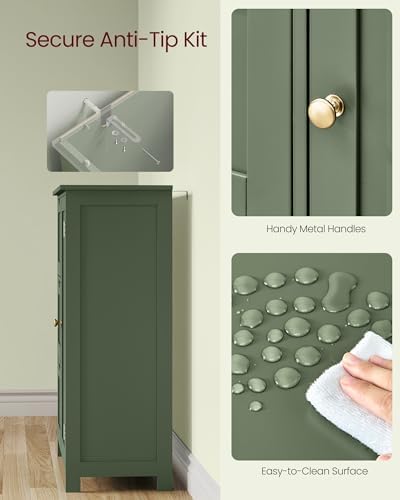 VASAGLE Floor Storage Cabinet, Freestanding Storage Unit with 3 Drawers, 1 Adjustable Shelf, for Bathroom Living Room Dining Kitchen, 11.8 x 23.6 x 31.5 Inches, Cloud White UBBC049WH01S