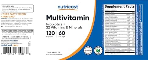 Nutricost Multivitamin with Probiotics 120 Vegetarian Capsules | Packed With Vitamins & Minerals