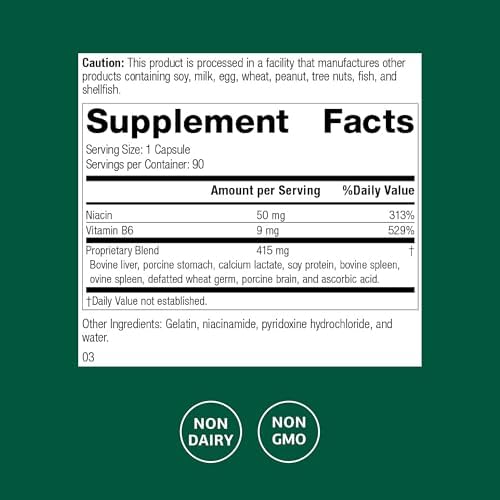 Standard Process Niacinamide B6 - Supports Energy Metabolism & Nervous System Health - Aids Blood Flow & Digestive Health with Niacin & Vitamin B6