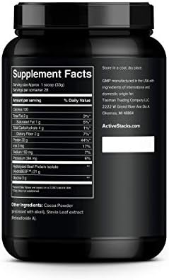 Beef Protein Powder, Chocolate - Dairy Free, 22g Protein, Just 4 Ingredients - Hydrolyzed Beef Isolate for Keto, Paleo & Carnivore Diets - 28 Servings