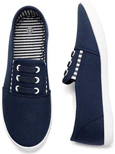 kufeiti Women's Canvas Slip On Shoes Sneakers for Women Fashion Comfortable White Black Elastic Sneakers for Women