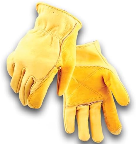 Iron Fencer Leather Work Glove - 207 Medium Cowhide Leather Fencing Gloves for Men Heavy Duty Double Palm, Ranch, 207M