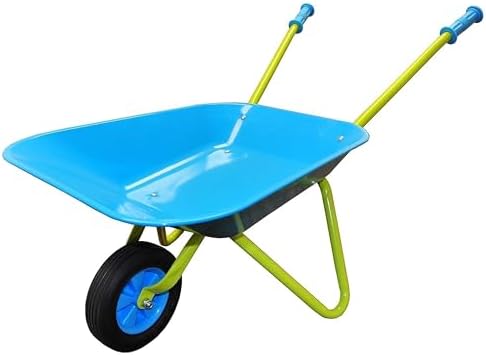 G & F Kids Metal Wheelbarrow, Child-Size Steel Garden Wheelbarrow for Toddlers & Kids, Sturdy Single-Wheel Design for Outdoor Play