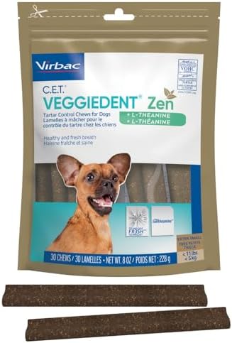 C.E.T. Veggiedent Fr3sh & Zen Plaque and Tartar Control Chews for Dogs, S