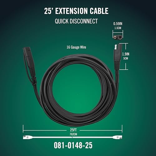 Battery Tender 12 Foot Extension SAE Cable - Designed for Use with Battery Tender Chargers - Quick Connect Plugs for Easy Connection to Motorcycle, Cars, ATVs and More - 081-0148-12