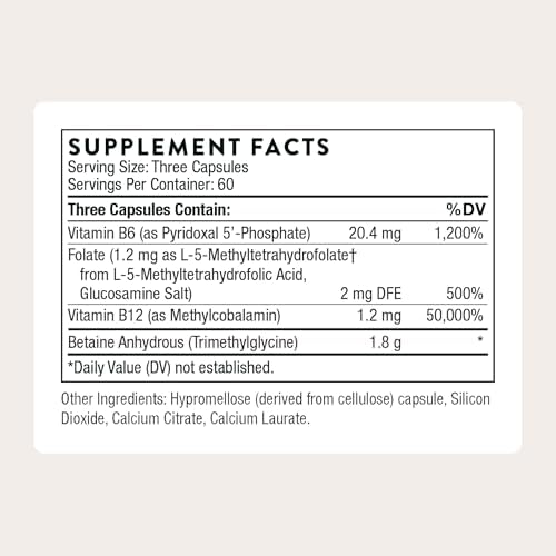 THORNE Methyl-Guard, Active Folate, B6, B12 & Betaine, 180 Capsules | Supports Methylation & Healthy Homocysteine Levels for Cardiovascular