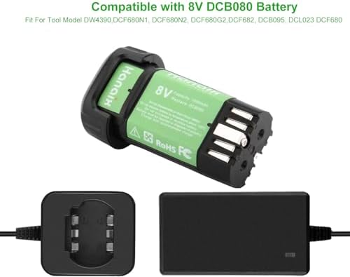 2000mAh 8V Battery and Charger for Dewalt Compatible with Dewalt 8V DCB080 DCF680N1 DW4390 DCF680N2 DCF680G2(Battery and Charger Included)