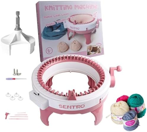 Umootek SENTRO 40 Needles Knitting Machine with Electric Adapter, Knitting Board Rotating Double Loom, Smart Weaving Loom Round Knitting Machines