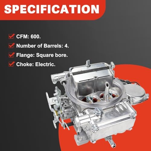 USTAR BR-67270 Carburetor Compatible with Holley Quick Fuel Brawler Carburetor 600 CFM 4 Barrel Square Bore Vacuum Secondaries with Electric Choke