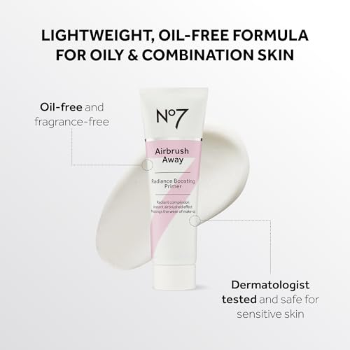 No7 Airbrush Away Radiance Boosting Foundation Primer, 30ml | Illuminating Formula, Dewy, Smooth & Radiant Skin
