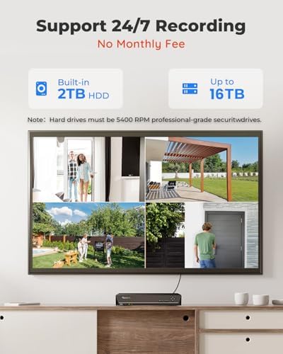 REOLINK 5MP 8CH Home Security Camera System with 2TB HDD RLK8-520D4-5MP | 4pcs 5MP Wired PoE IP Cameras Outdoor with Person/Pet/Vehicle Detection