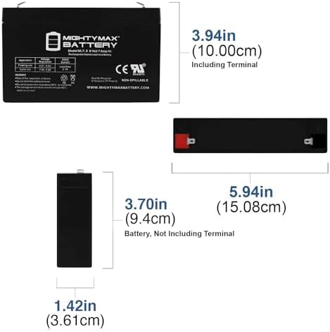 Mighty Max Battery ML7-6 - 6 Volt 7 AH, F1 Terminal, Rechargeable SLA AGM Battery, Mighy Max Product