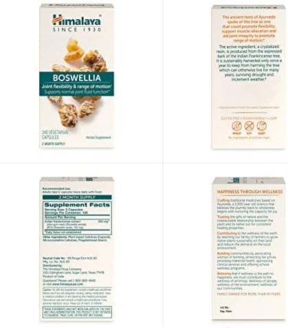 Himalaya Boswellia Extract Supplement for Joint Health, 250 mg,120 Capsules