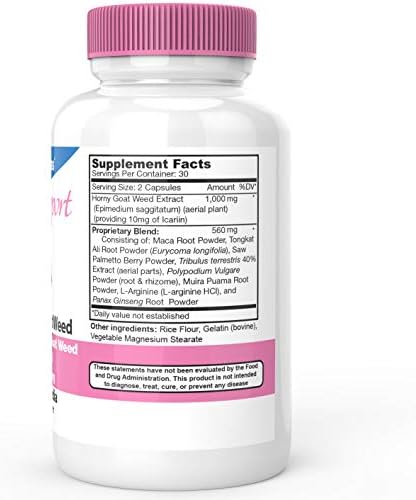 DrFormulas Libido Support for Women with Horny Goat Weed Extract with Maca, Epimedium and Icariin, (Formerly Lubedia), 60 Count