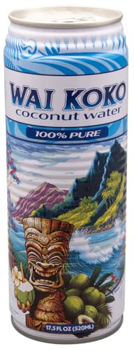 Wai Koko 100% Pure Coconut Water, 17.5 Fl Oz Cans (Pack of 12) | Not from concentrate