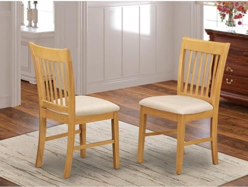 East West Furniture NFC-MAH-W Norfolk Dining Room Chairs - Slat Back Solid Wood Seat Chairs, Set of 2, Mahogany