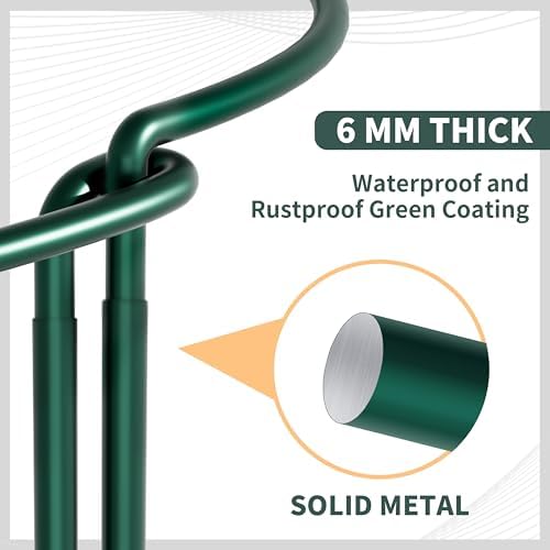 TCBWFY 10 Pack Garden Plant Support Stakes, 10" Widex16 High Heavy Duty Interlinked Half Round Peony Support Ring Cage for Indoor Outdoor Plants