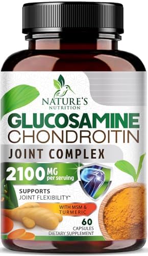 Glucosamine Chondroitin MSM 2100mg - Joint Support Supplement for Joint Mobility & Cartilage Support For Men and Women - Glucosamine Supplements with Turmeric & Boswellia, USA Bottled - 120 Capsules