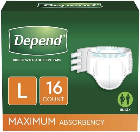 Depend Adult Diapers with Tabs, Incontinence Protection with Tabs, Unisex, Small/Medium (19–34" Waist, Up To 170 lbs), Maximum Absorbency, 60 Count (3 Packs of 20)