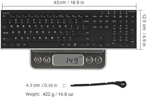 Arteck 2.4G USB Wireless Keyboard Full Size Keyboard for Computer/PC/Laptop