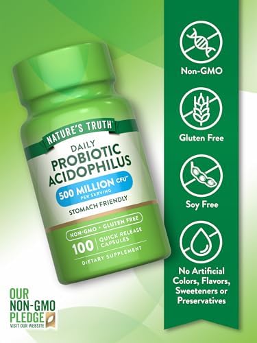 Nature's Truth Probiotics for Men and Women | 500 Million CFU | 100 Capsules | Non-GMO & Gluten Free Supplement