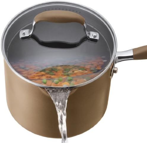 Anolon Advanced Hard Anodized Nonstick Sauce Pan/Saucepan with Straining and Lid, 2 Quart, Brown