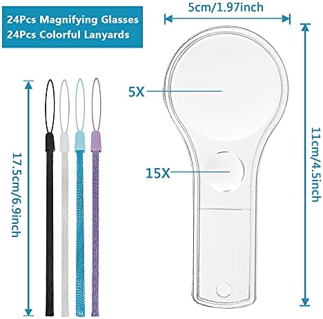 24 Pack Magnifying Glass Kids Plastic Magnifier Hand Lenses 5X and 15X | Magnifying Lenses, School Science Classroom, Party Favors