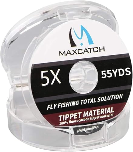 M MAXIMUMCATCH Maxcatch Fluorocarbon Fly Fishing Tippet Material Leader Line –Virtually Invisible – 55yards 0X-6X (Made in Japan)