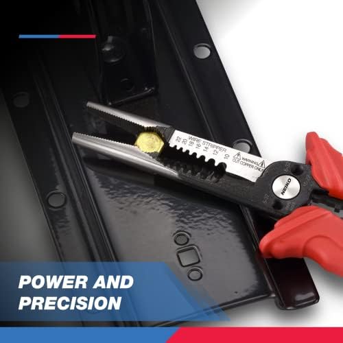 NEIKO 02037A Compact Wire Stripper | 4-in-1 Multi Purpose Electricians Pliers | Wire Crimper, Cutter and Gripper | 12-20 AWG Wire Service Tool | Crimps Insulated & Non-Insulated | Electrical Stripping
