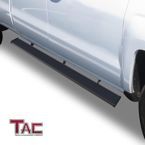 TAC Side Steps Fit Chevy Silverado/GMC Sierra 1999-2018 1500 & 1999-2019 2500/3500 Extended/Double Cab (Excluding C/K Classic) (Body Mount) Truck Pickup 3" Black Side Bars Nerf Bars 2 Pieces