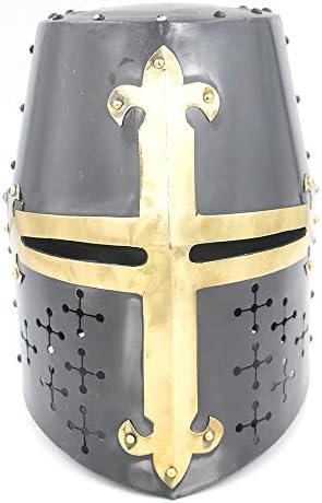 Medieval Warrior Templar Crusader Knights Helmet Wearable for Adult Medieval Costumes